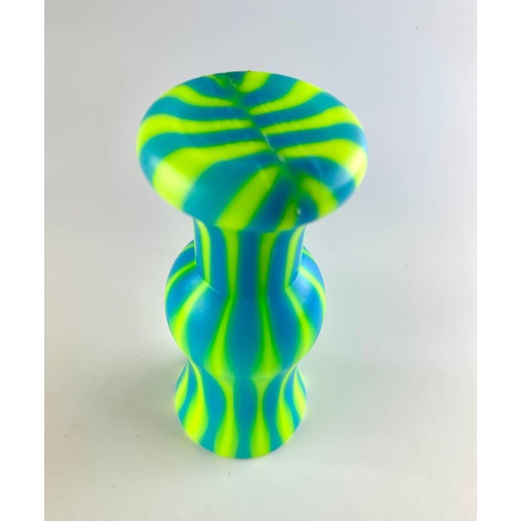 Vintage Krazy Straw Hurricane Cup Neon Blue And Green Stripes 20 Ounces - Picture 3 of 9